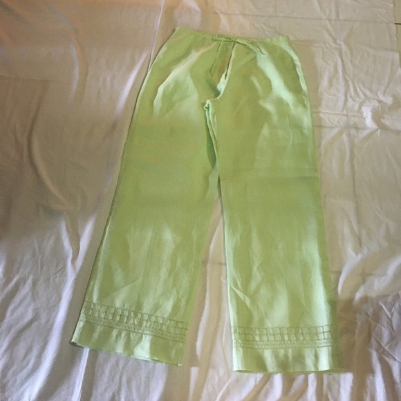 JMP Green Linen 2 pc Blouse/Pants Set Size Medium - Picture 3 of 9